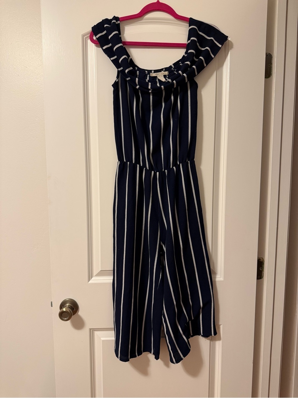 Striped Navy Wide-Leg Jumpsuit